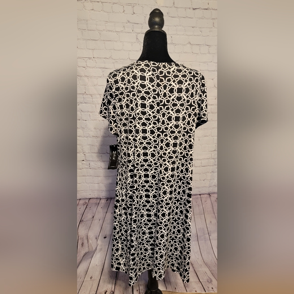 MSK Black & White Geometric Ring-Detail Women's Dress XL NWT - Picture 2 of 4